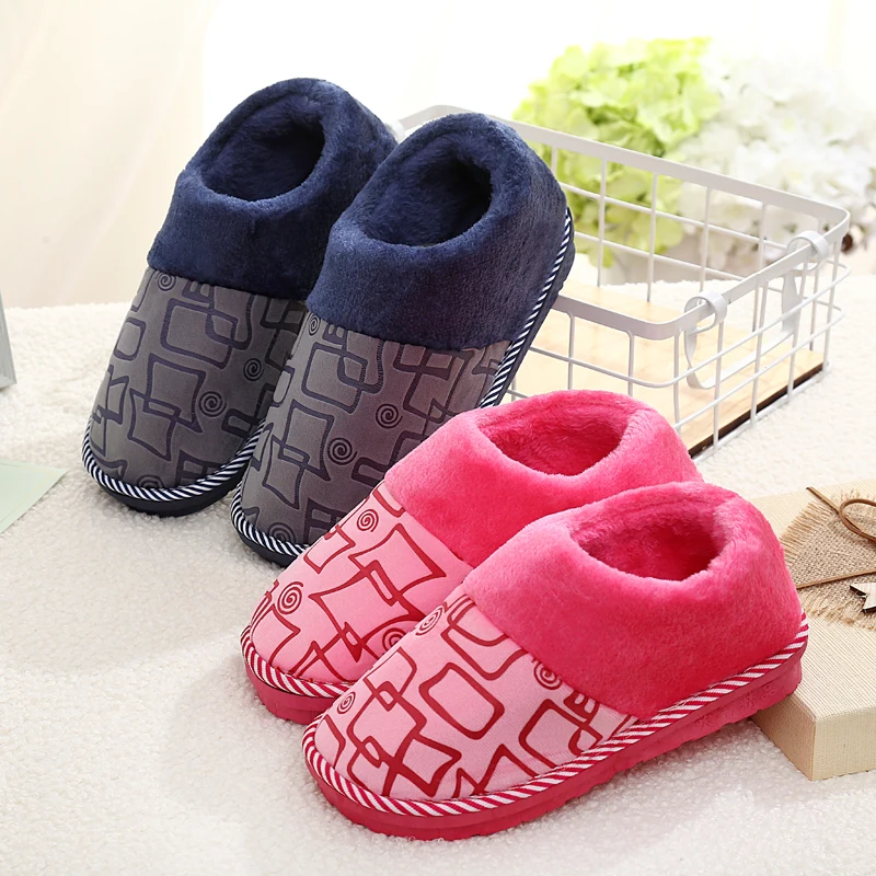 

2018 Women House Slippers Winter Warm Fur Shoes Women Slip-on Suede Plush Indoor Bedroom Couples Memory Foam Zapatillas Mujer