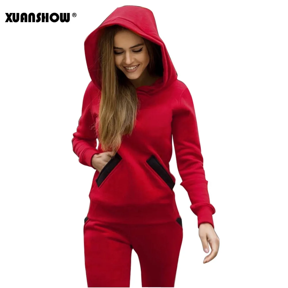 XUANSHOW 2019 мода Осень зима Женщины Спортивные костюмы наряды Большая шляпа Блузы +