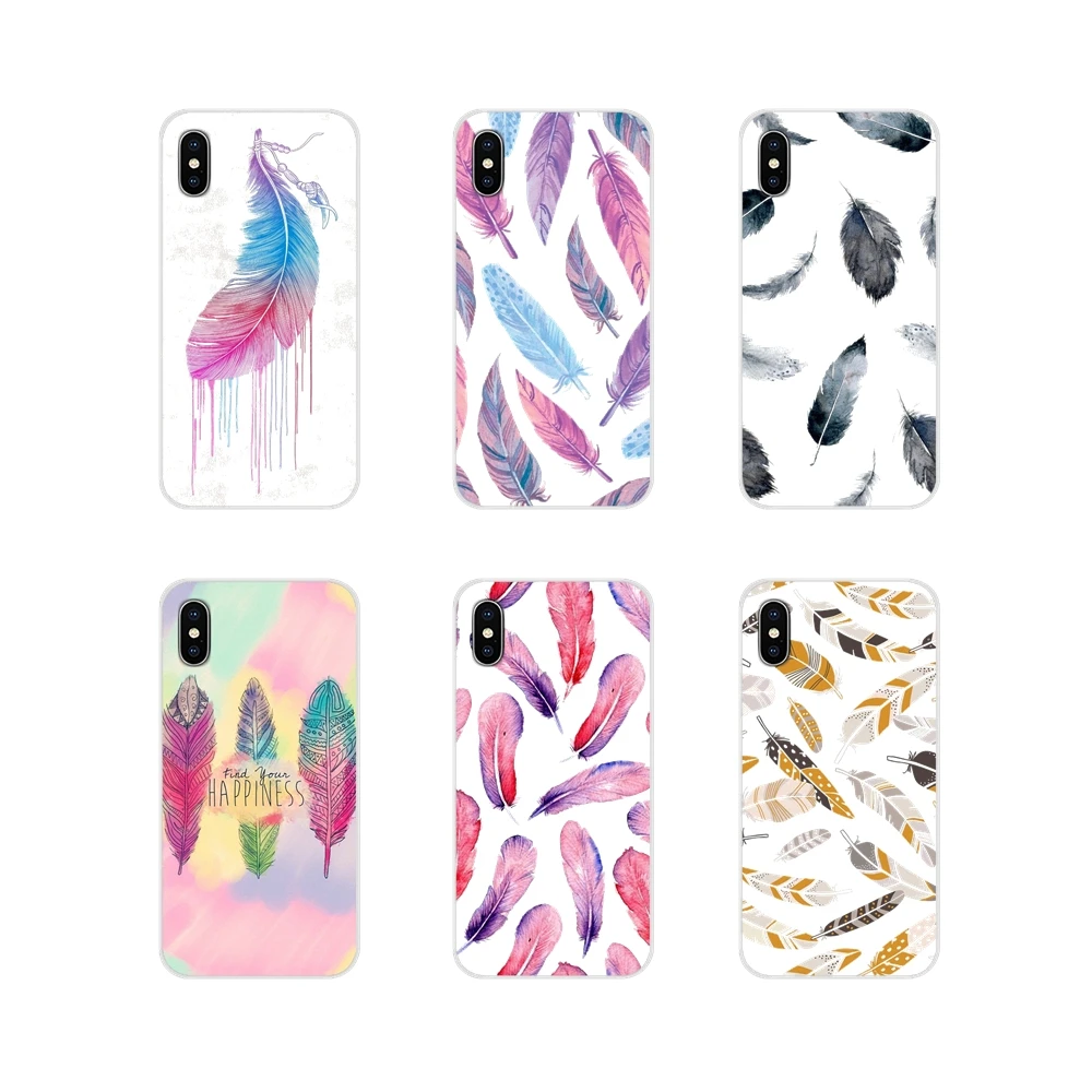 

Accessories Phone Case Cover For Samsung Galaxy S4 S5 MINI S6 S7 edge S8 S9 S10 Plus Note 3 4 5 8 9 Colorful Watercolor Feathers