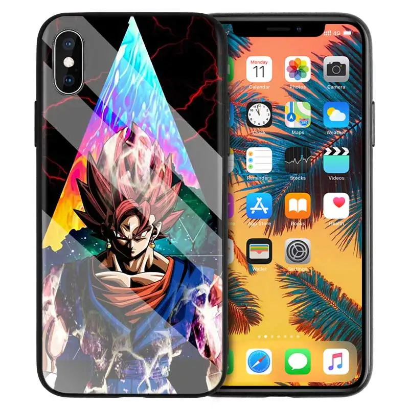 Жесткий чехол из закаленного стекла для Apple iPhone 7, 8, 6, 6 S, X, XR, XS, 11, 11Pro, MAX Plus, Dragon Ball, Z, тату, мультяшный Чехол для мобильного телефона - Цвет: 02