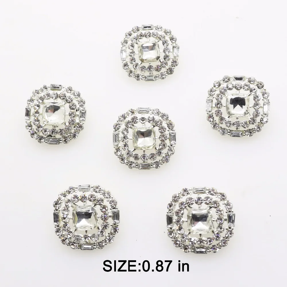 5pcs 22mm square Acrylic Diamond Rhinestone buttons Wedding dress decoration DIY sewing