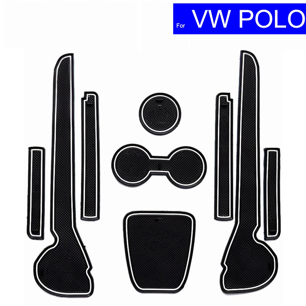 

Car Door Gate Slot Mats Carpets Position Cup Holder Pads For Volkswagen VW Polo 2011 2012 2013 2014 2015 2016 Door Groove Mat