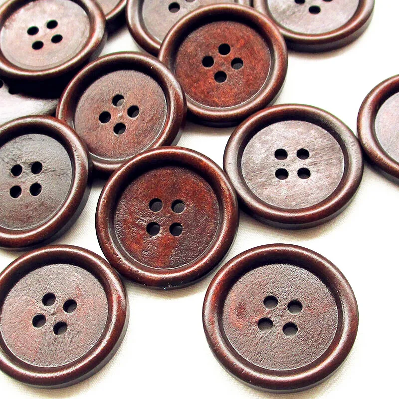 

suoja 5pcs/pack 30mm Big Brown Wood Wooden Button 4 Holes Craft Clothe Sewing