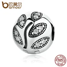 BAMOER 925 Maravilloso de Plata HOJAS CLIP Encantos ajuste Pulseras de Joyería Fina BME PAS351