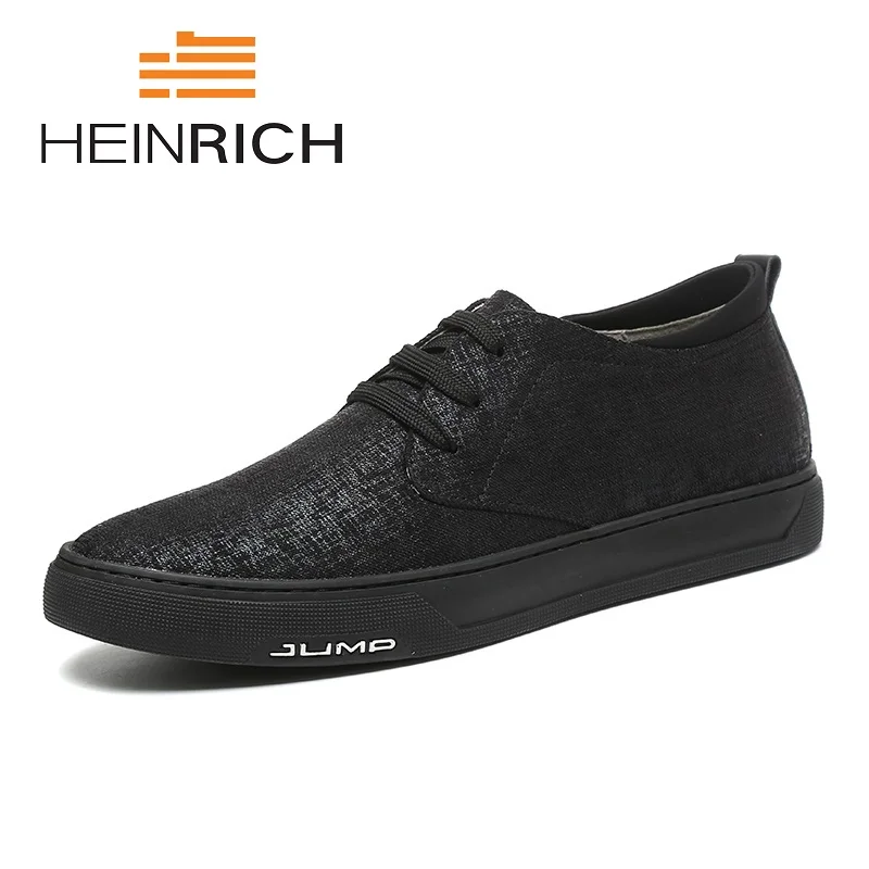 

HEINRICH New Arrival Spring Summer Comfortable Casual Shoes Mens Canvas Shoes For Men Black Lace-Up Flats Shoes Tenis Branco