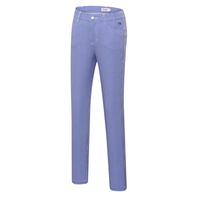 Брюки для гольфа женские весенне-летние брюки с высокой эластичностью тонкие брюки спортивная одежда клетчатые длинные брюки высокого качества D0675 - Цвет: Navy blue