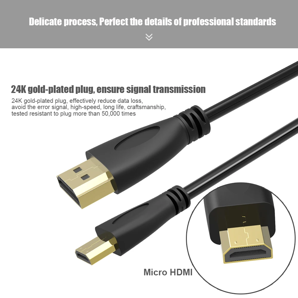 Robotsky высокоскоростной пружинный Micro HDMI к HDMI кабель позолоченный поддерживает Ethernet 3D 4K Аудио возврат Кабо для HDTV XBox планшета