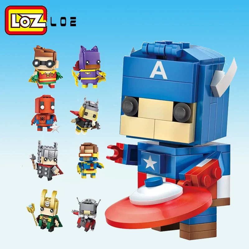 

LOZ blocks Batman Captain America Thor Iron Brick Heads action Figure Assemblage building block Toys for children