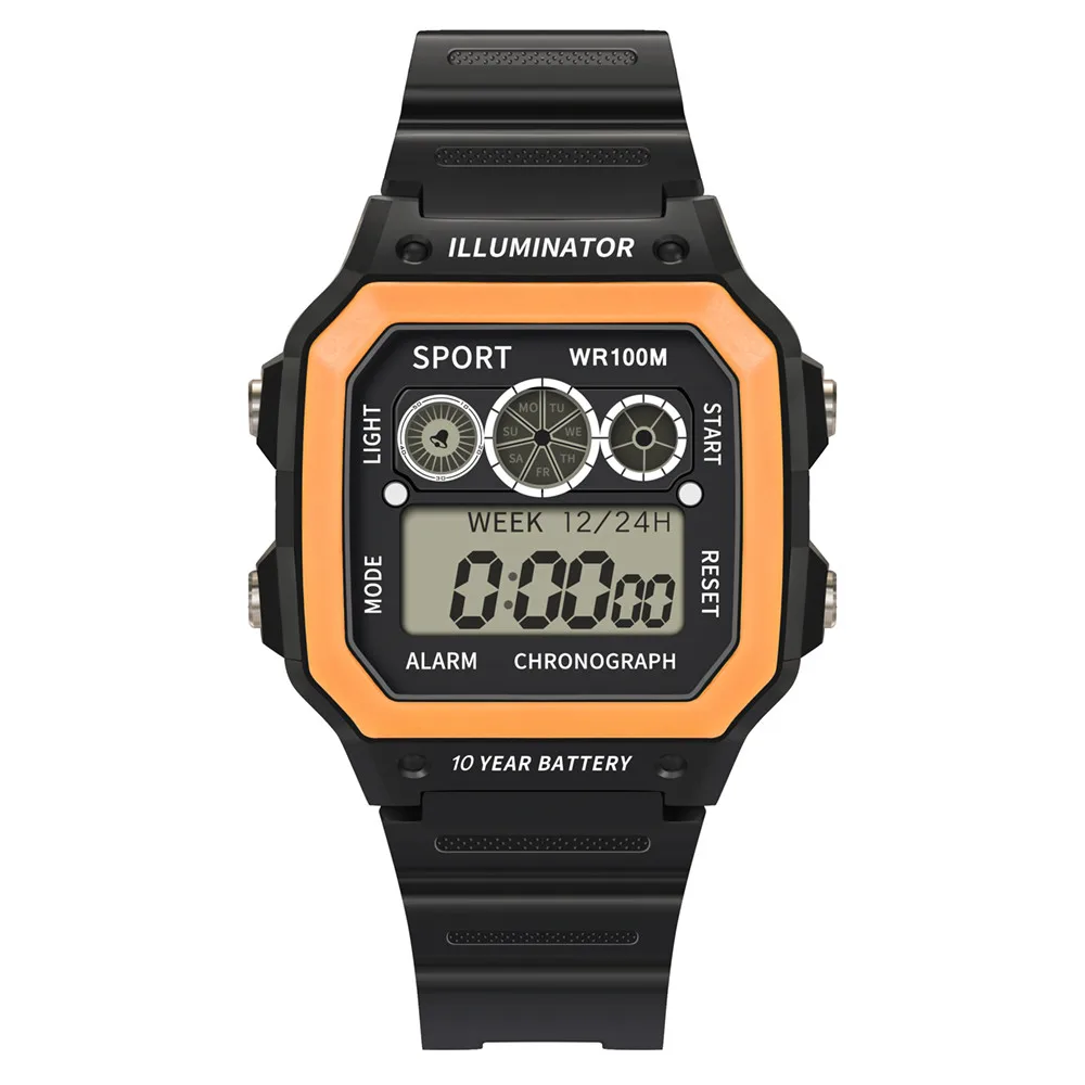 Лидирующий бренд мужские спортивные часы цифровые светодиодные армейские часы мужские модные повседневные электронные наручные часы Relojes - Цвет: Yellow