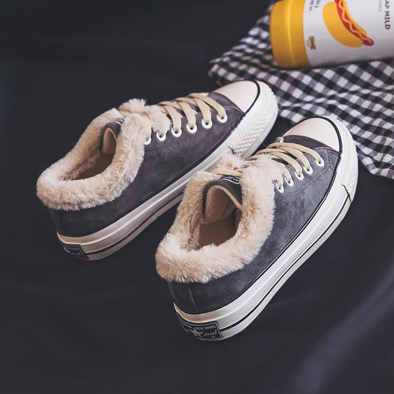 Koop Vrouwen Sneeuw Schoenen 2018 Winter Kasjmier bont Binnenkant Effen Kleur Enkellaars Alle Match Warme Sneakers 9h01