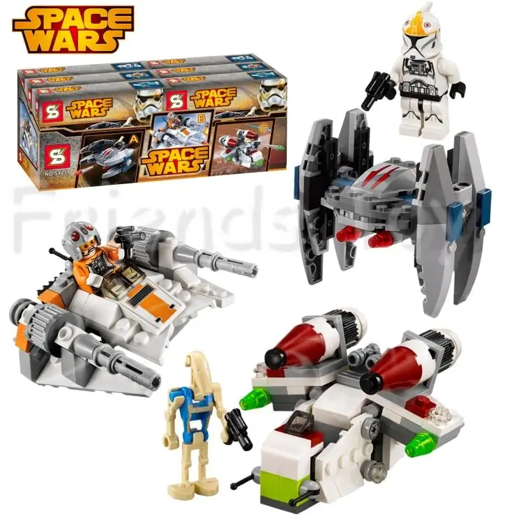 

3sets/Lot STAR WARS Snowspeeder Republic Gunship Vulture Droid Space Building Blocks Set Brick Figure Toys Lepin