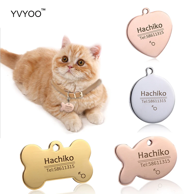 103 25 De Réductionyvyoo Gravure Gratuite En Acier Inoxydable Pour Animaux De Compagnie Collier De Chat Accessoires Personnalisés Chien Chat Id
