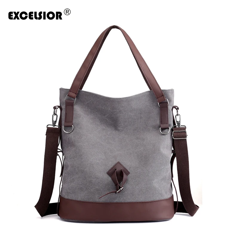 

EXCELSIOR 2019 New Women's Bag High Quality Shoulder Bags Solid Canvas Handbags Big Capacity Totes for Women bolsa feminina