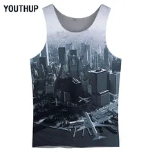 YOUTHUP, мужские майки, повседневные летние футболки, современный город, 3D принт, без рукавов, для фитнеса, бодибилдинг, майки, мужская одежда
