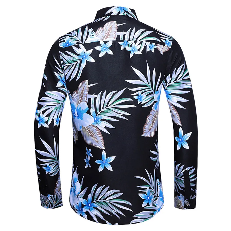 2019 men's casual cycling jersey retro Hawaiian style printed long-sleeved shirt comfortable riding sports shirt 40J15 (4)