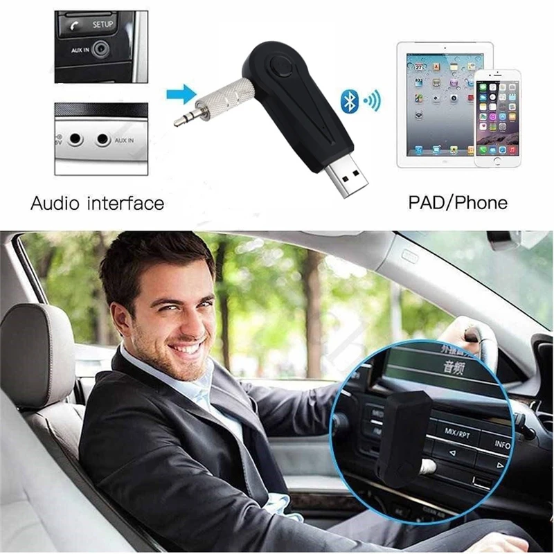 

Wireless USB Bluetooth Dongle Adapter 3.0 EDR 3.5mm Aux Audio Bluetooth Car Receiver Adaptador Music Transmitter with Mic 19M11