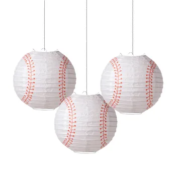 

3pcs 20cm Round Baseball Paper Lanterns Baby Boy First Birthday Party Hanging Decor Baby Shower Sports Team Party World Series