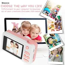Pokich детская камера подарки на день рождения Детская цифровая мини-детская видеокамера с мягким силиконовым покрытием(16 Гб карта памяти в комплекте