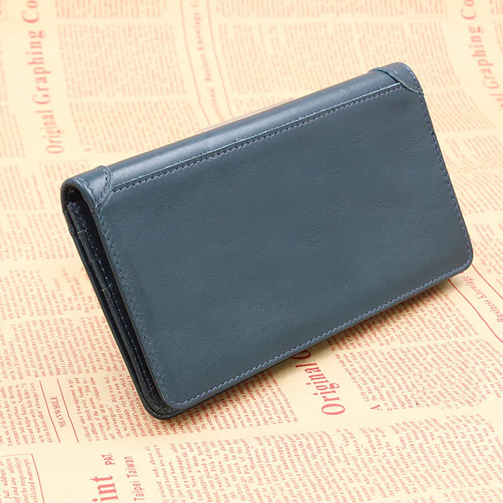 

Men Genuine Leather Wallet Leather Credit/ID Card Holder Purse Wallet Long section Folding wallet High Quality Casual Vintage