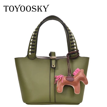 

TOYOOSKY Women Handbag Leather Shoulder Bags 2 sets Famous Brand Designer Horse Messenger Bags Ladies Casual Tote Bags sac