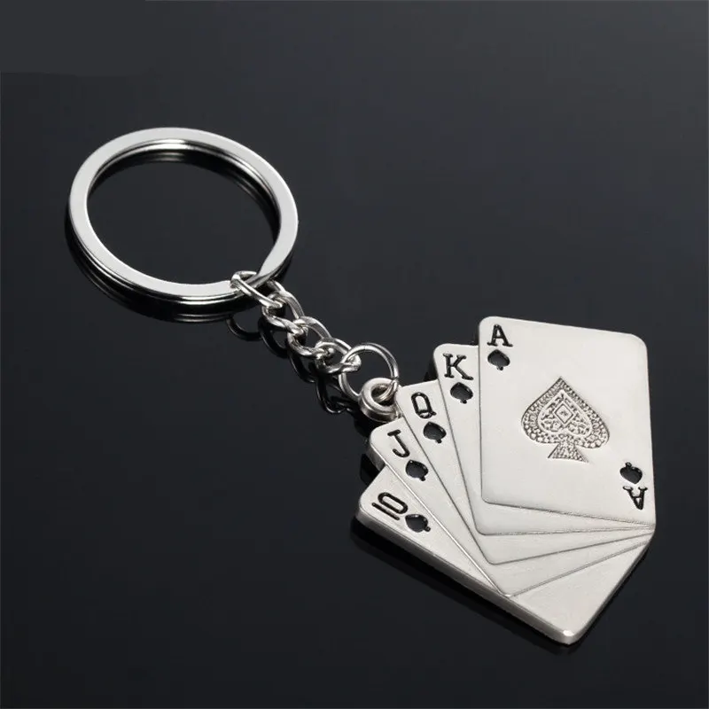 Горячая Распродажа цинковый покрытие из серебряного сплава Подарок Прохладный Творческий Покер соковыжималка игральных карт модный брелок для ключей брелок