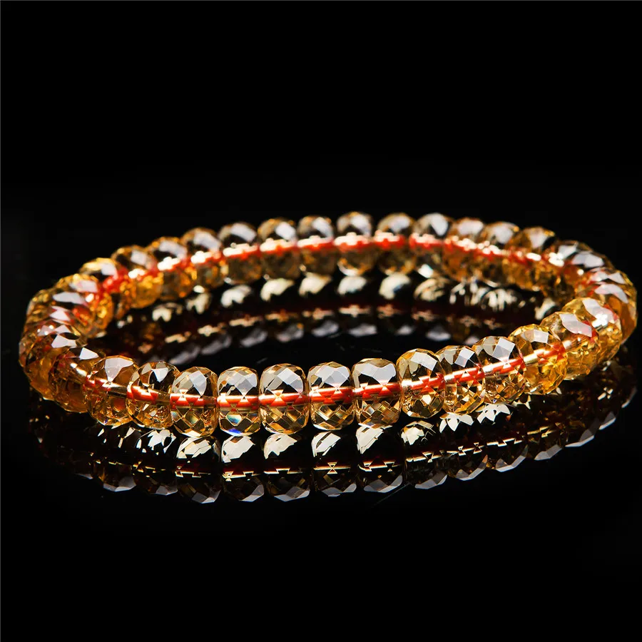 

Genuine Yellow Gold Natural Citrine Bracelet Beads Abacus Crystal Beads Stretch Bracelets 7-10mm AAAAA Drop Shipping For Women