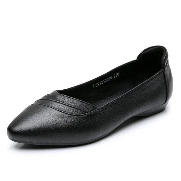 GKTINOO/; туфли на плоской подошве из натуральной кожи; женские лоферы; Весенняя повседневная обувь из воловьей кожи; женская обувь на плоской подошве; Женская рабочая обувь; большие размеры - Цвет: 19109 black