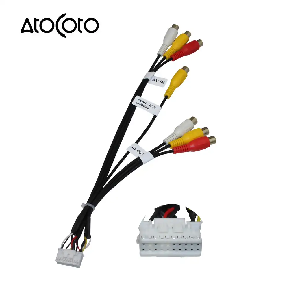 24Pin Car Stereo Radio RCA Output Wire Harness Wiring Connector Adapter