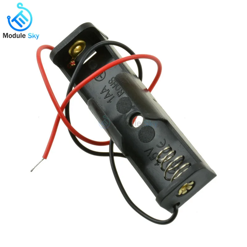

5Pcs 1 x AA Battery 3.7V Clip Holder Box Case Black With Wire Lead High Quality