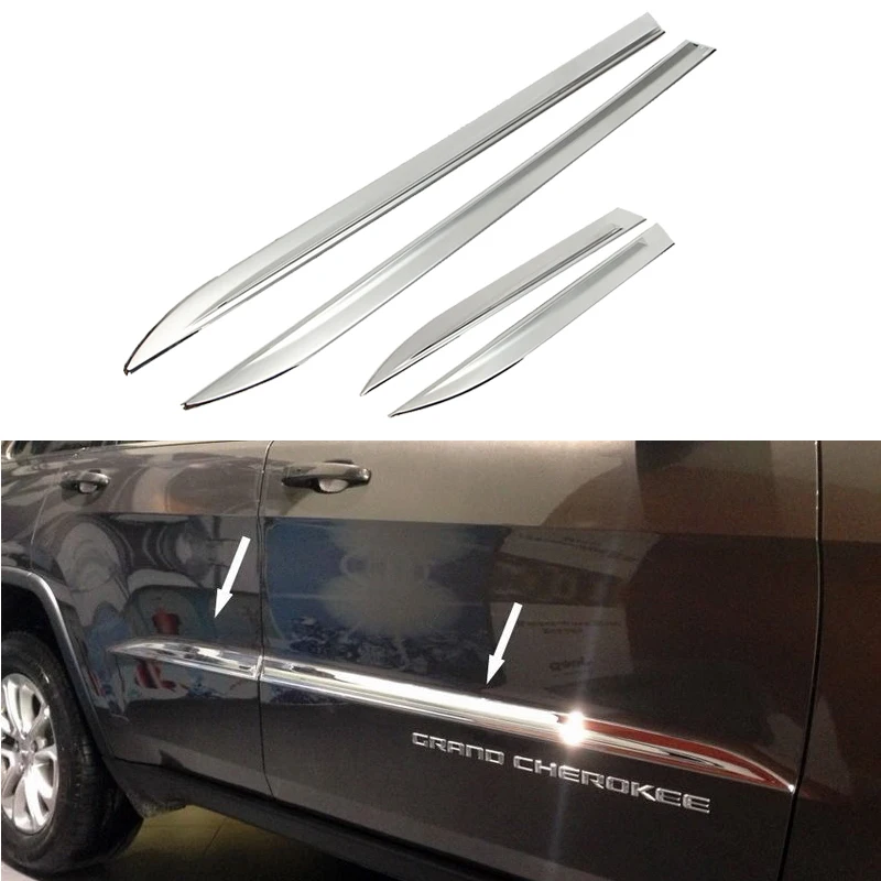 

A set Chrome Side Door Body Molding Cover Trim Car Styling For Jeep Grand Cherokee 2012 2013 2014