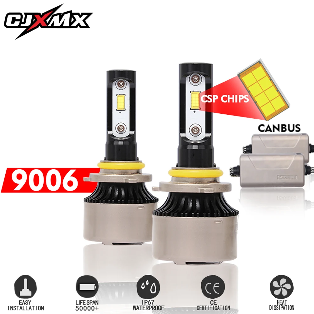 

CJXMX 2Pcs H7 LED CANBUS Car Headlight Bulb H4 H11 9005 HB3 9006 HB4 Car Lights 10000LM 80W/Set Super Bright Auto Led Lamp 6500K