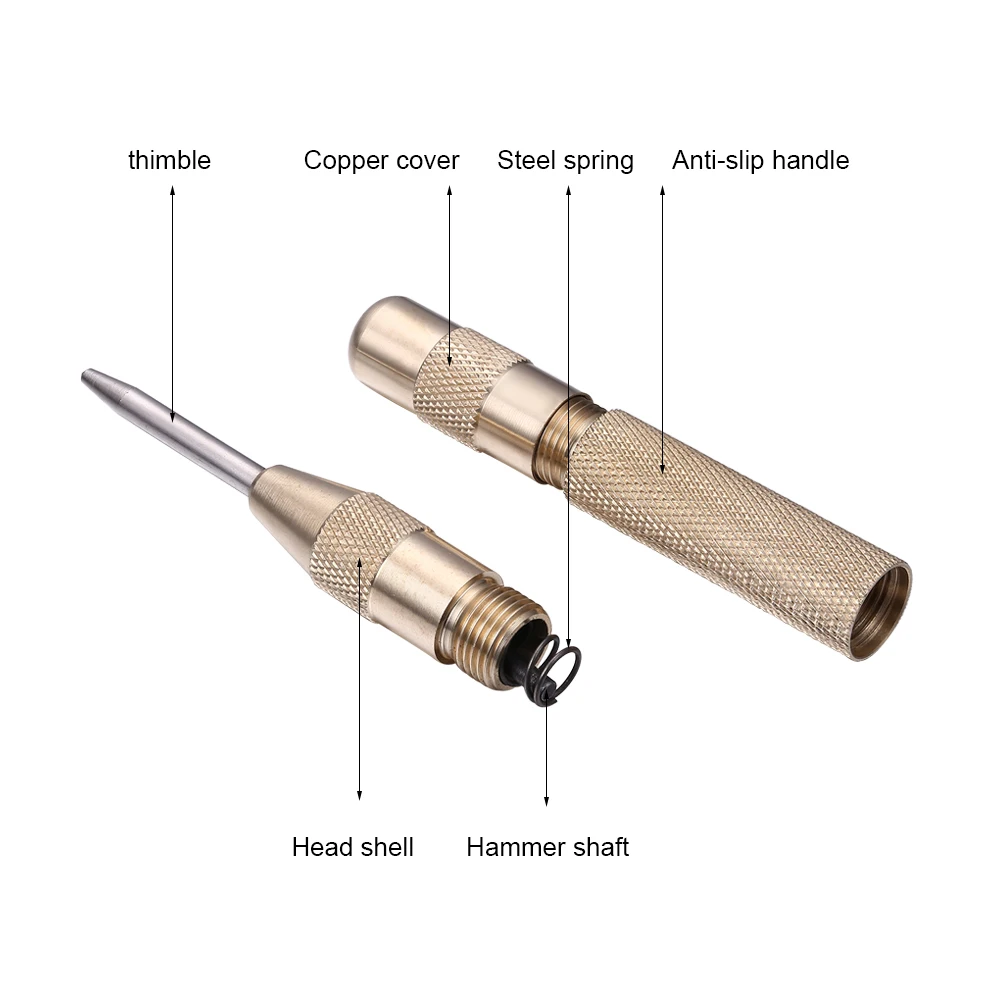 JelBo Golden/Black Drill Automatic Center Punch Metal Glass Breaker Spring Marker Drill Bit Tools Starting Holes Fast Drilling JelBo Golden/Black Drill Automatic Center Punch Metal Glass Breaker Spring Marker Drill Bit Tools Starting Holes Fast Drilling