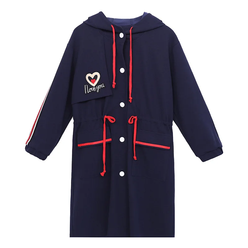 

Spring Autumn Women's Trench Coat Plus Size 4XL Hoodie Windbreaker Hooded Pockets Button Lightweight Coat Overcoat Big Size