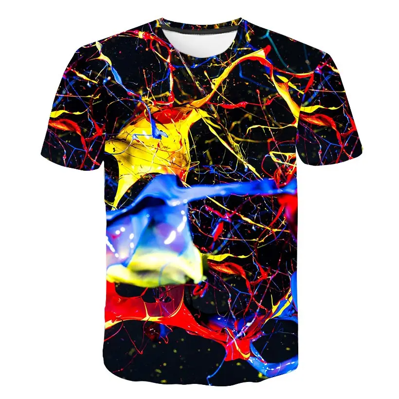 

2019 Summer Men 3D T Shirt Print Ink Graffiti Splashed Paint Short Sleeve Hip Hop Camisetas Hombre Mens Tee Shirt Homme