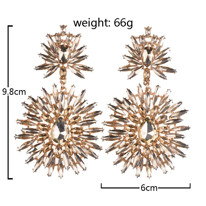 PPG& PGG большие серьги висюльки для женщин цветок кристалл массивные серьги большие стразы висячие серьги Винтажные Ювелирные Изделия