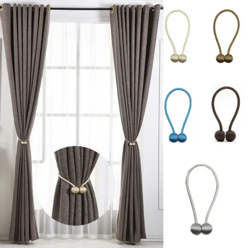 Magnetic Curtain Ball Hooks Rope Buckle Tie Backs Holdbacks Home Decorative Tool 