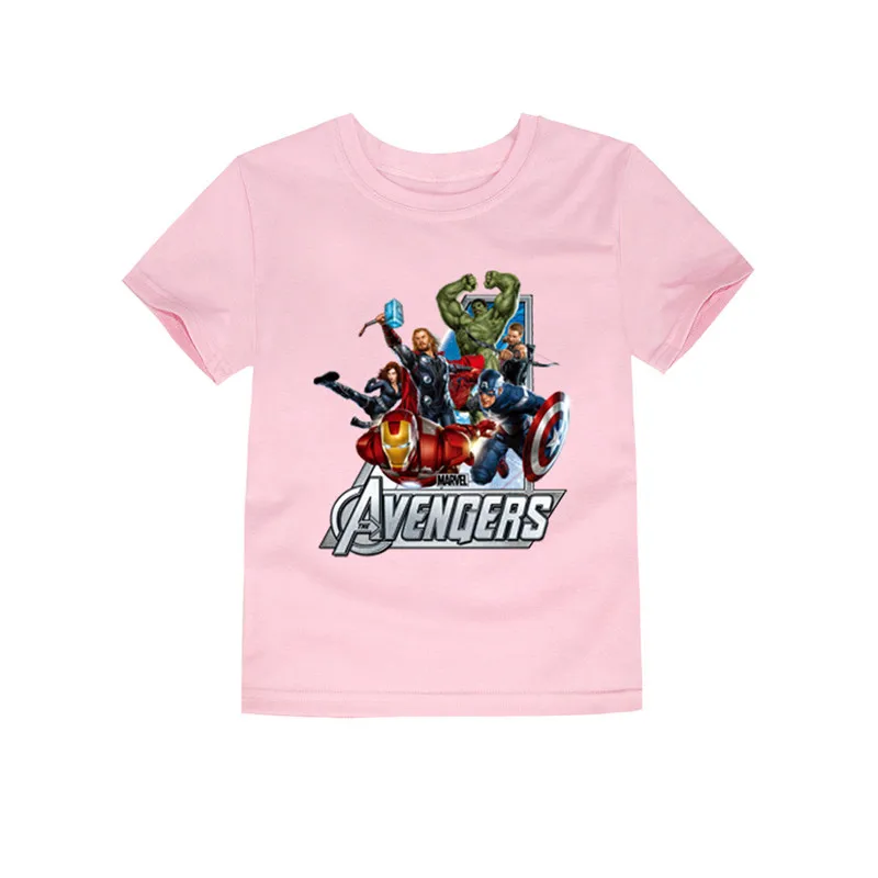 Футболка Marvel для мальчиков летние футболки, одежда для мальчиков футболка для мальчиков с принтом «мстители» одежда с короткими рукавами с героями мультфильмов для маленьких детей возрастом от 2 до 14 лет - Цвет: Розовый