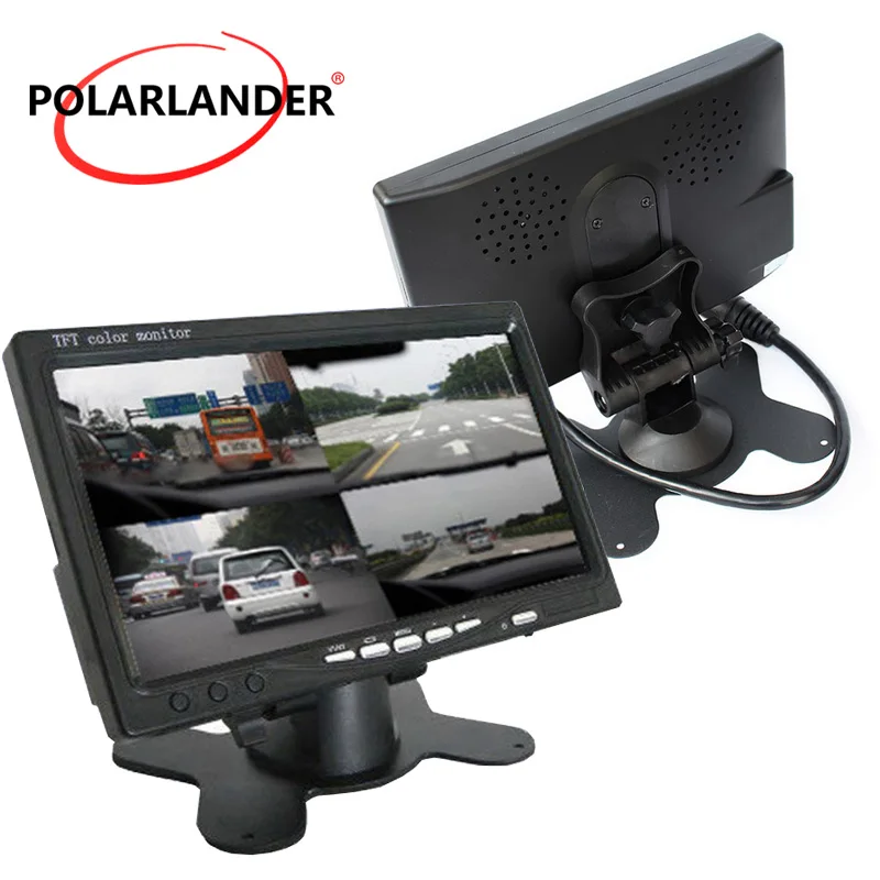 DC12V 24V 7 &quotLCD 4CH видео вход Polarlander Автомобильный монитор для фронтальной камеры
