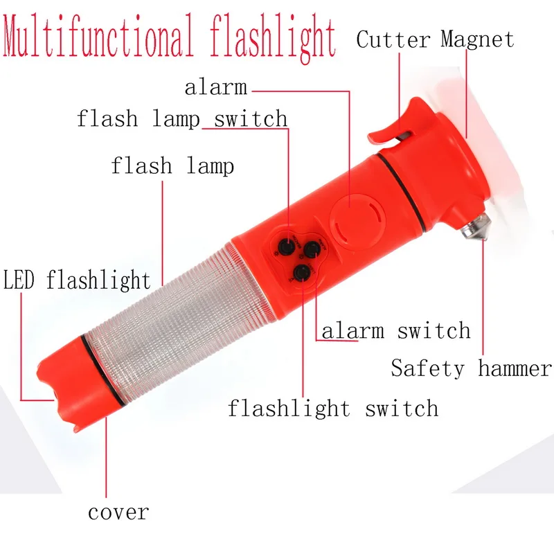 1 шт. Высокое качество 6 in1 светодиодный фонарик факел резак ремня безопасности автомобиля Авто молоточек для аварийного выхода
