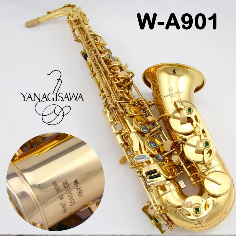 

Professional YANAGISAWA 901 saxophone Alto A-WO1 Eb Super Play Sax Electrophoresis gold + big bell mouth Original Mouthpiece&Box