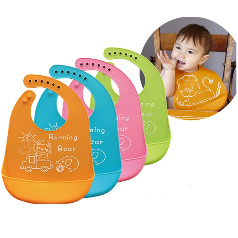 Cartoon Prints Kids Silicon Bib Baby Bib Children's Winter Adjustable