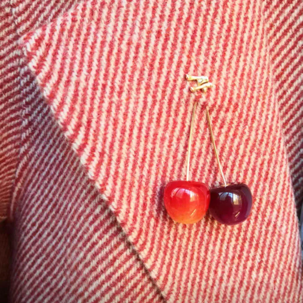 Broche feminino de cerejeira vermelha, acessório de casaco para camisa de frutas e broches, 1 peça