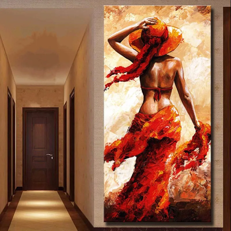 

Knife Sexy Red Woman Figure Painting Large Hand-painted Abstract Nude Oil Paintings On Canvas Home Decor Wall Art Pictures Gifts