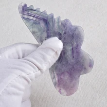 Новая расческа флюорит Gua Sha инструмент натуральный камень Цвет Бабочка инструмент для здоровья спа иглоукалывание выскабливание массаж головы лицо красота