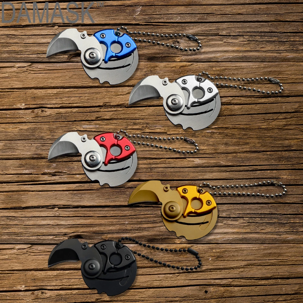 DAMASK EDC Keychain Coin Knife Portable Mini Outdoor Folding Knife Key Ring Knife 5 Pcs Set