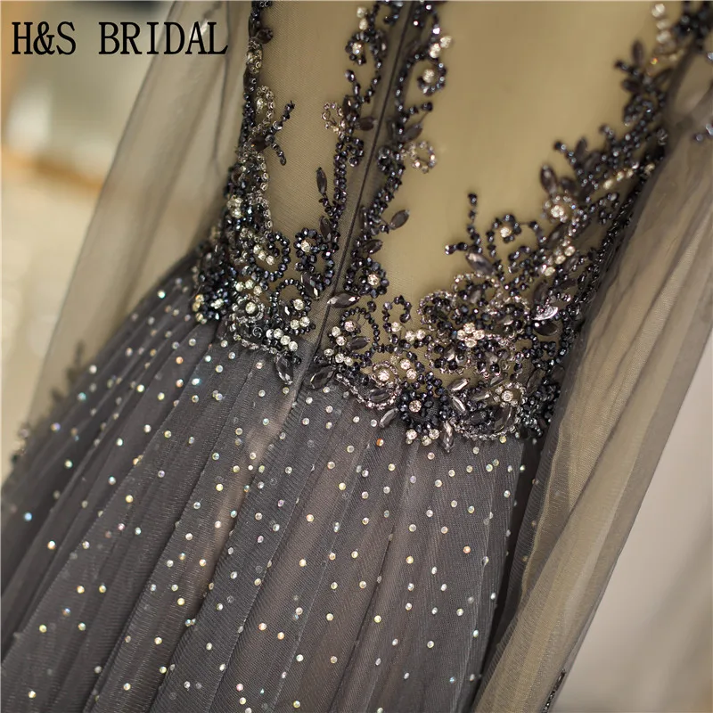 H& S свадебное вечернее платье с длинным рукавом и v-образным вырезом, сексуальное вечернее платье с бисером для мамы, вечерние платья es vestidos de fiesta