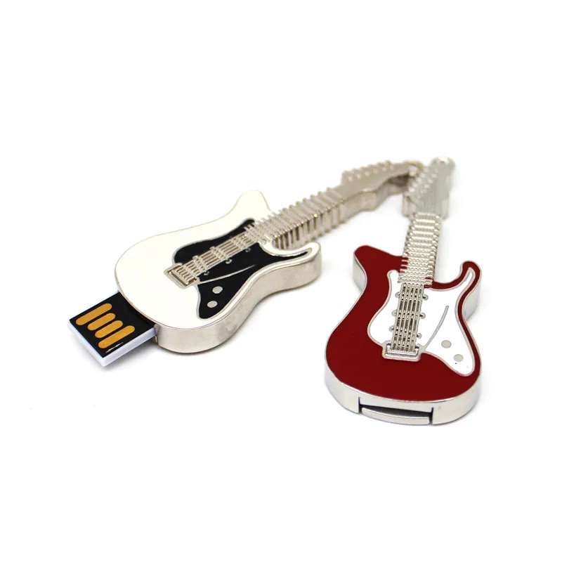 Металлический USB флеш накопитель в форме электрогитары рок н ролла 4 Гб