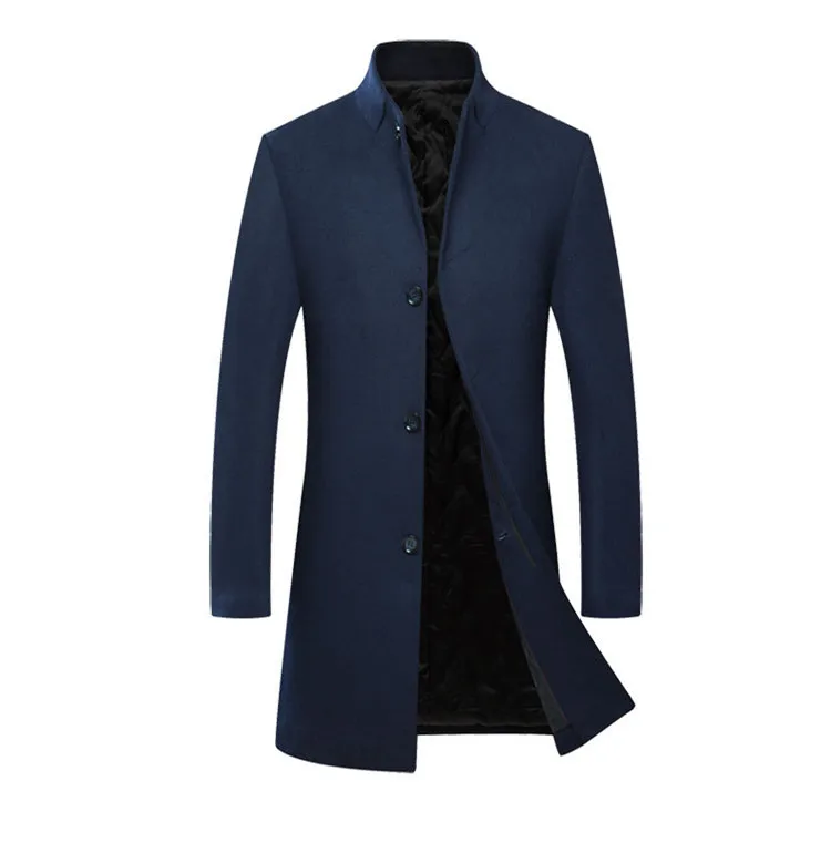 Роскошное высококачественное длинное мужское повседневное шерстяное пальто с темной пряжкой Зимняя Толстая теплая деловая джентльменская тонкая шерстяная куртка A1803
