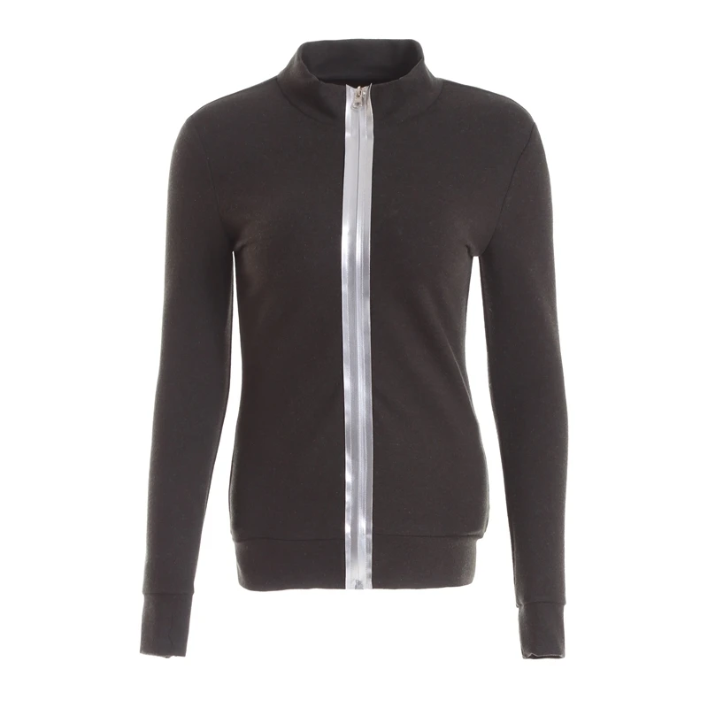 Col Manches eam Élastique Pleine Slim Ob335 De 2019new Mode Zipper Green Femmes Manteau Dark Solide Printemps Roulé Vintahe Marée q8rwXq