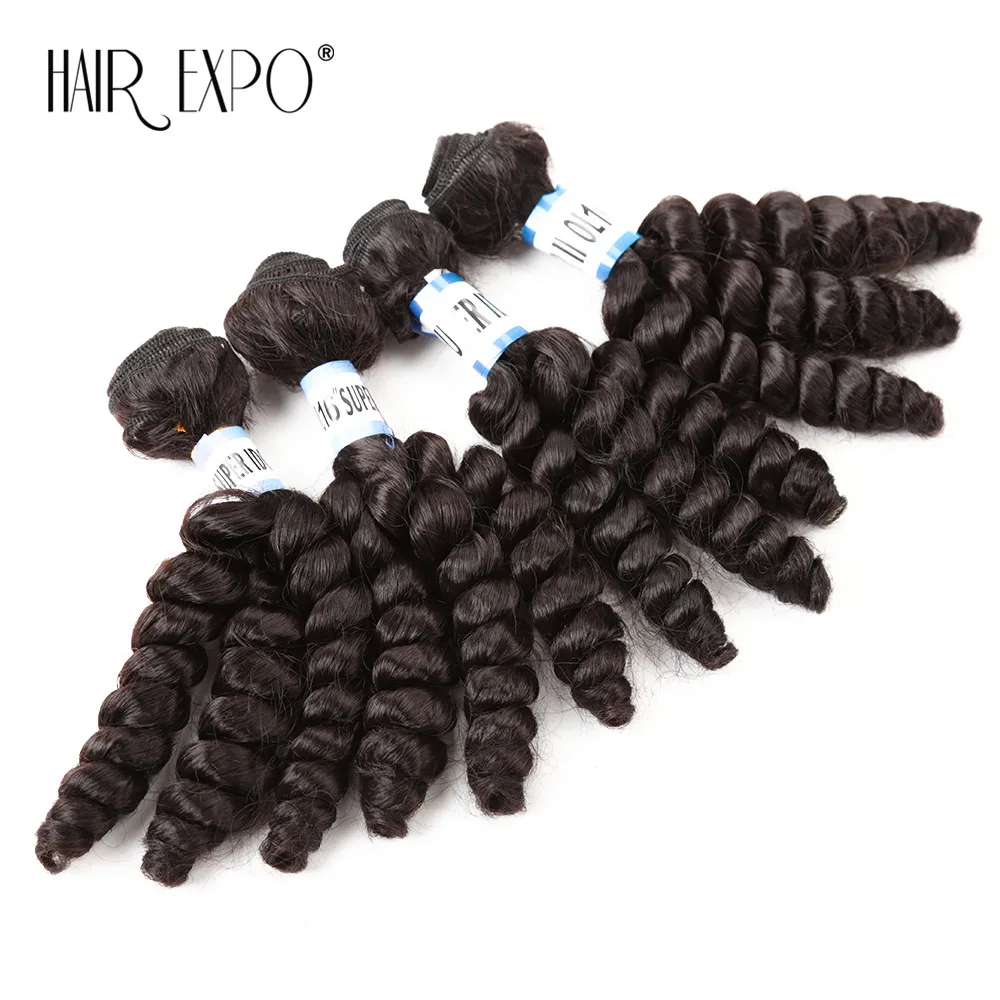 

Deep Loose Wave Synthetic Hair Weave Heat Resistant 4Bundles Sew in Hair Extensions 16inch 4pcs/pack for a head Hair Expo City